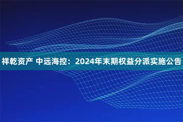 祥乾资产 中远海控：2024年末期权益分派实施公告